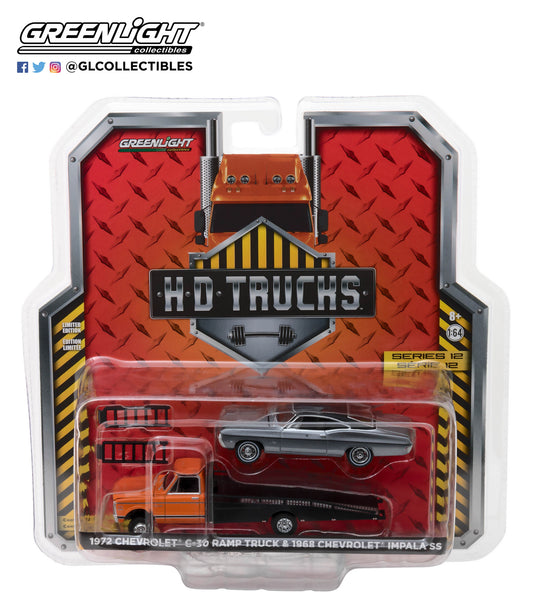 1:64 H.D. Trucks Series 12 - 1972 Chevy C-30 Ramp Truck with 1968 Chevrolet Impala SS