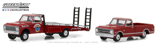 1:64 H.D. Trucks Series 14 - 1971 Chevy C-30 Ramp Truck Chevrolet Super Service 24 Hour Towing with 1968 Chevy C-10