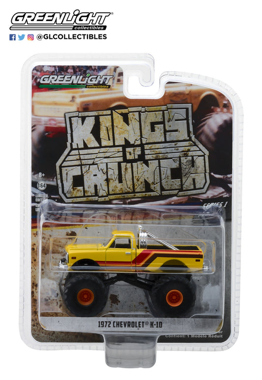 1:64 Kings of Crunch Series 1 - 1972 Chevrolet K-10 Monster Truck - Yellow, Orange, Red and Brown