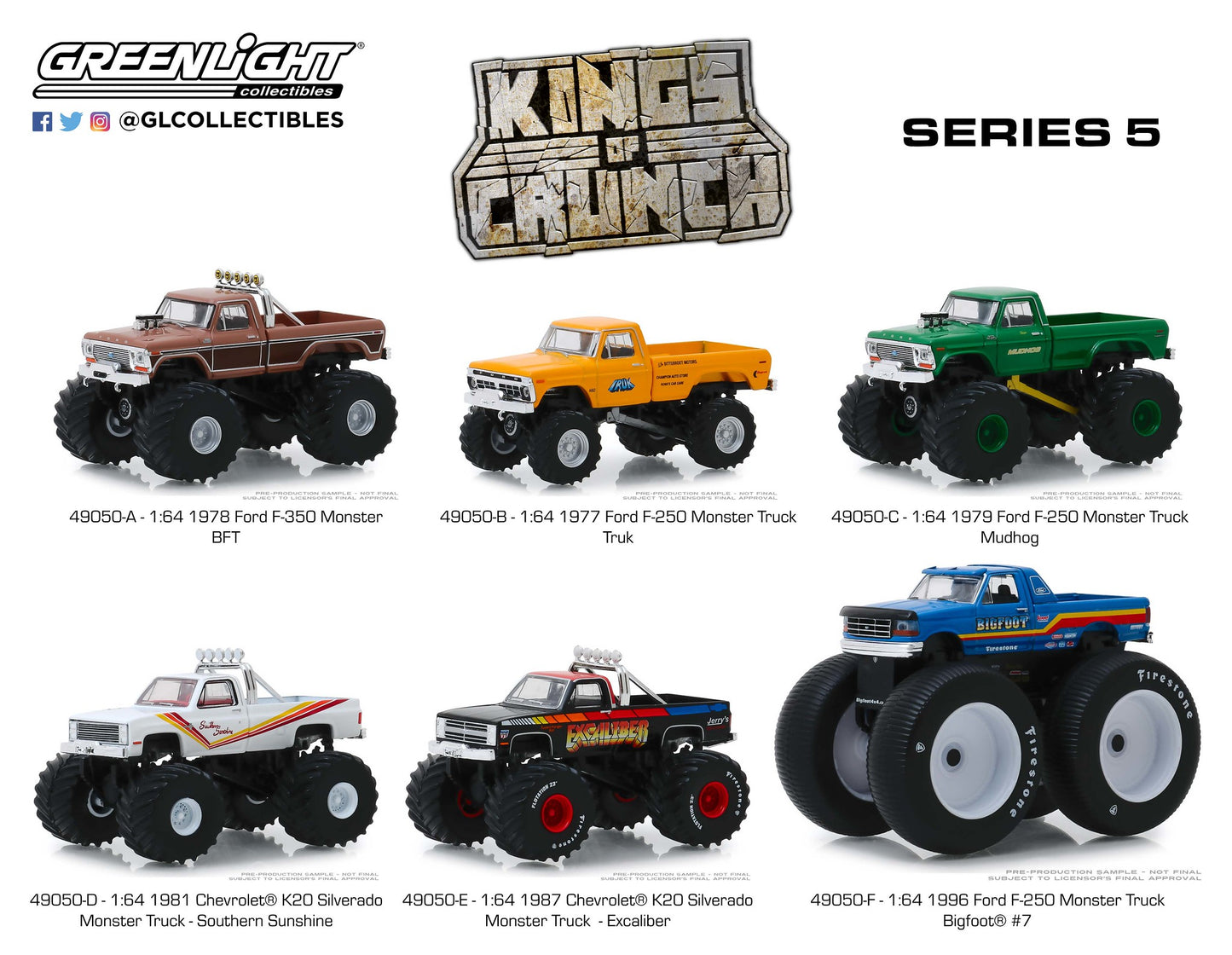 Greenlight 1:64 Kings of Crunch Series 5 : Set of Six