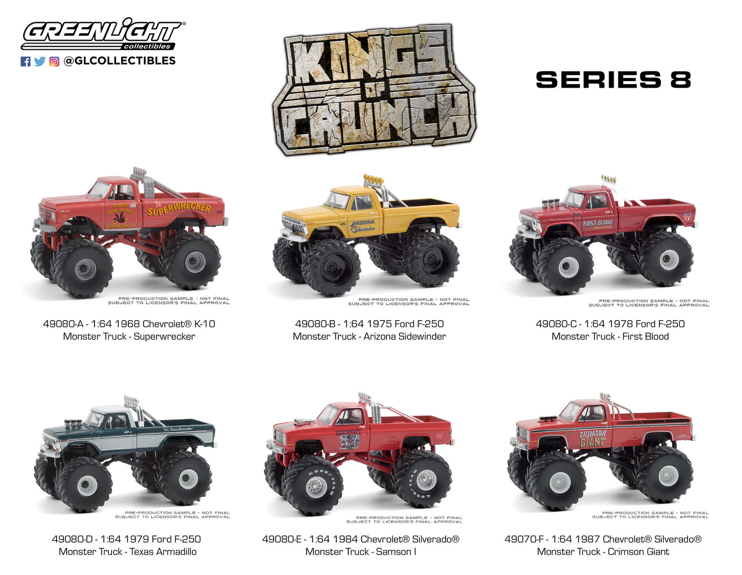 Greenlight Kings of Crunch Series 8 : Set of Six