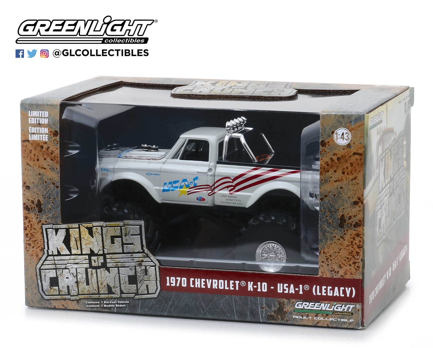 1:43 Kings of Crunch - USA-1 - 1970 Chevrolet K-10 Monster Truck (with 66-Inch Tires)