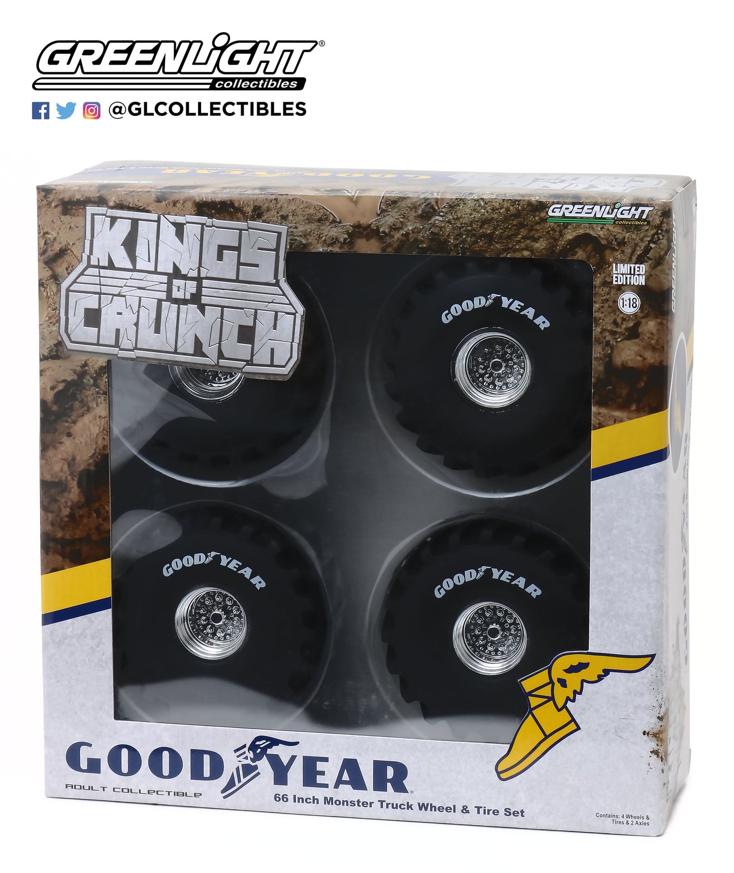 1:18 Kings of Crunch - 66-Inch Monster Truck Goodyear Wheel & Tire Set