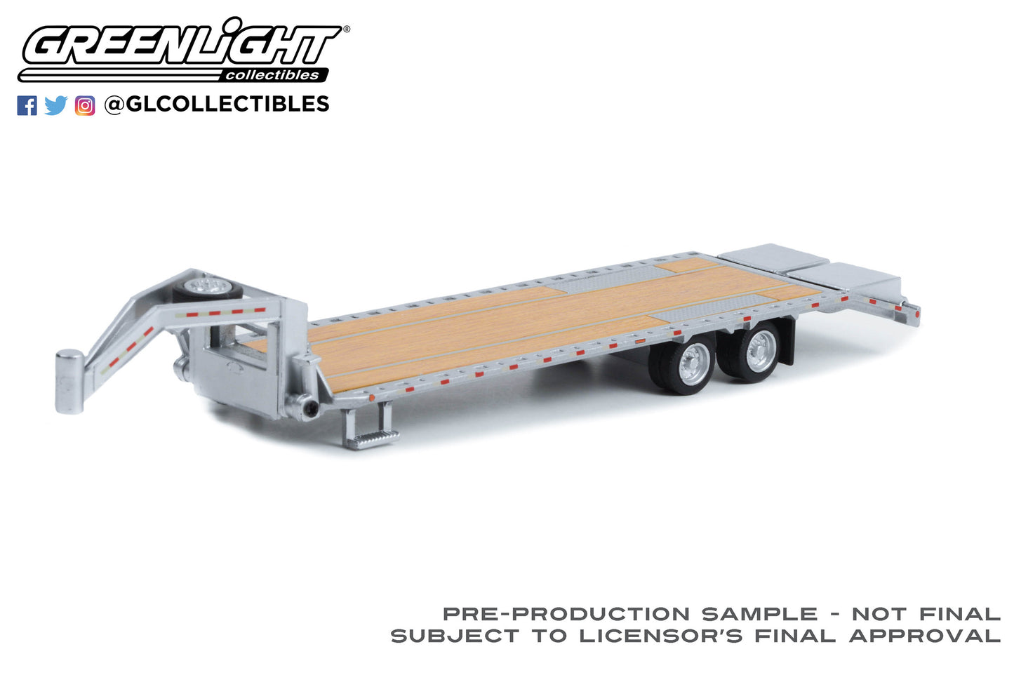 1:64 Gooseneck Trailer - Primer Gray with Red and White Conspicuity Stripes (Hobby Exclusive) : PRE ORDER ARRIVING DEC.
