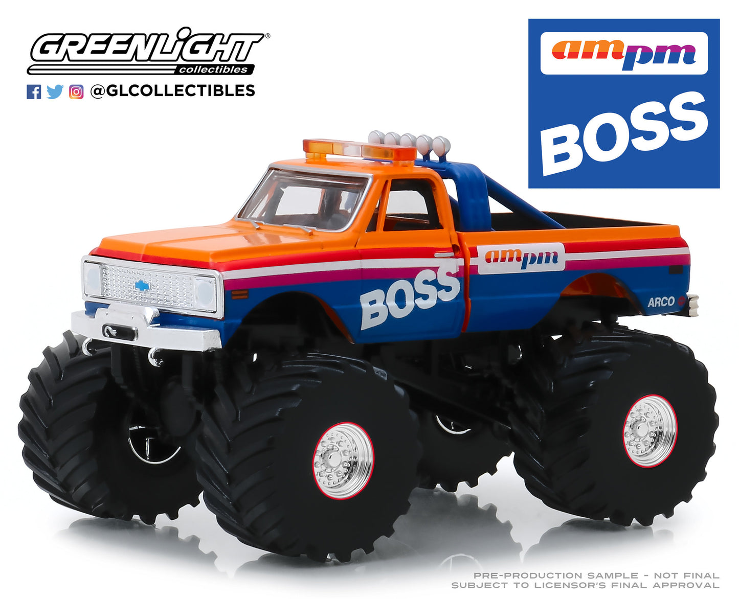 1:43 Kings of Crunch - AM/PM Boss - 1972 Chevrolet K-10 Monster Truck (with 66-Inch Tires)